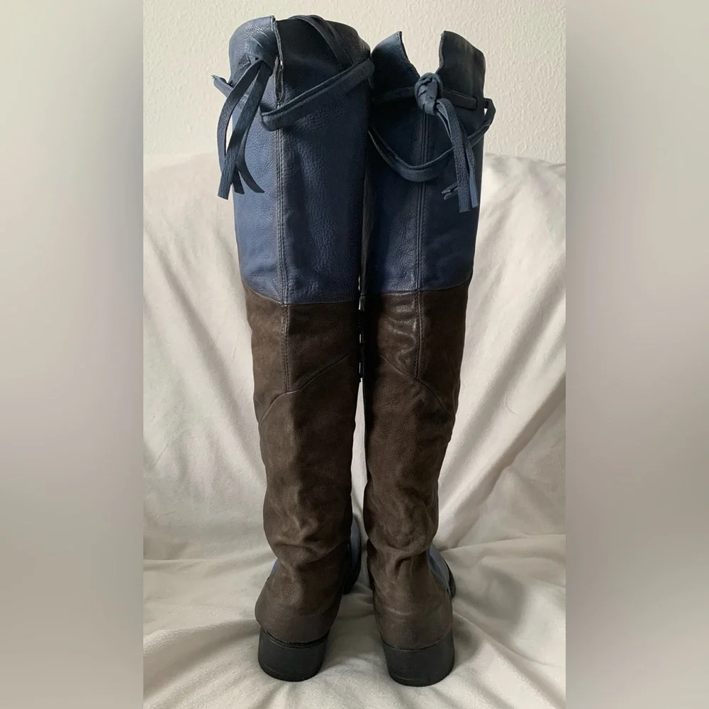 NEW MIZ MOOZ Novel Over the Knee Boots Blue/Brown Size EU37/US6.5-7
